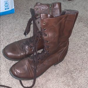 brown combat boots
